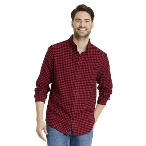 Goodfellow Buffalo Check Standard Fit Button Up LS Flannel Shirt - Size XL 46/48 - Picture 1 of 8